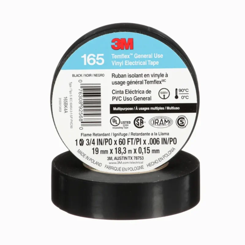 Cinta Aislante 3M Temflex 165 Negra 18 metros
