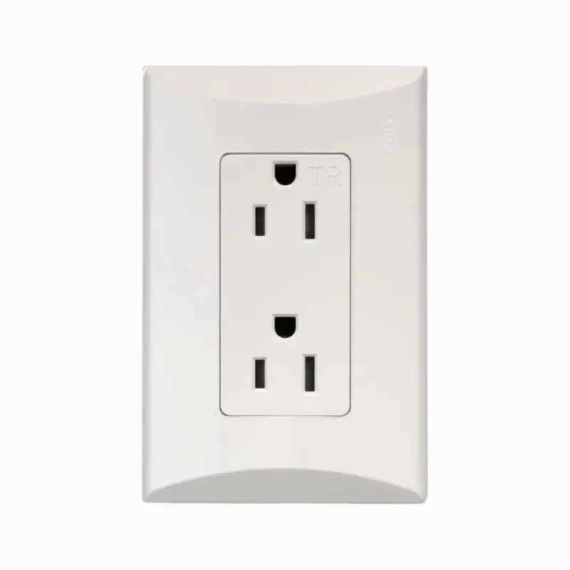 tomacorriente doble Eagle 1009A línea plata