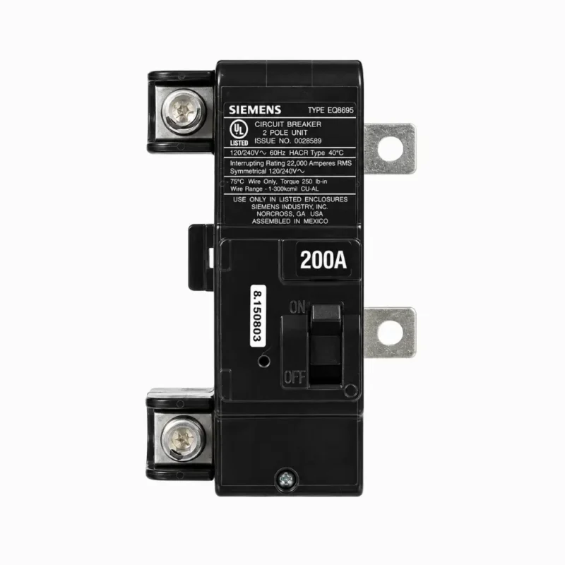 Breaker Principal Siemens 200A MBK200A 2P 120/240V 22kA EQ8695